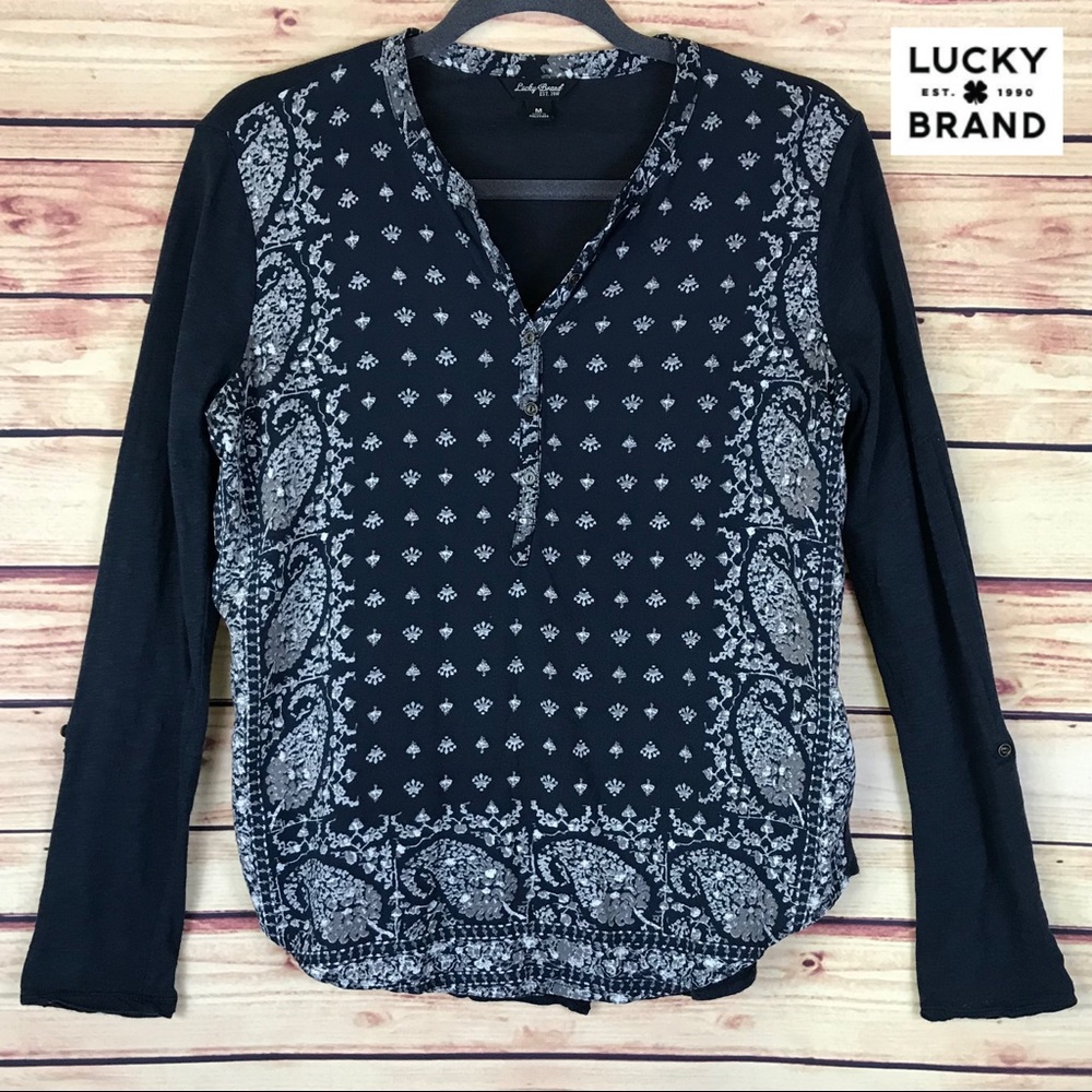 Lucky Brand Long Sleeve Casual Cotton Top